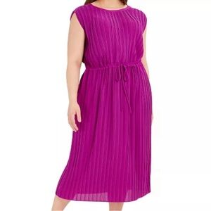 Alfani Fuchsia Pleated Sleeveless Midi Dress